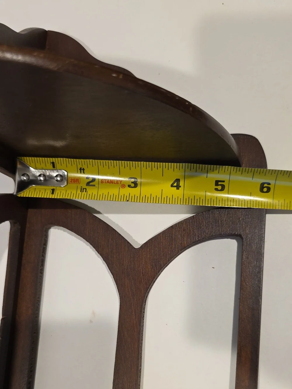 Vintage Wooden Corner Shelf With Intricate Cutout Design 23.5